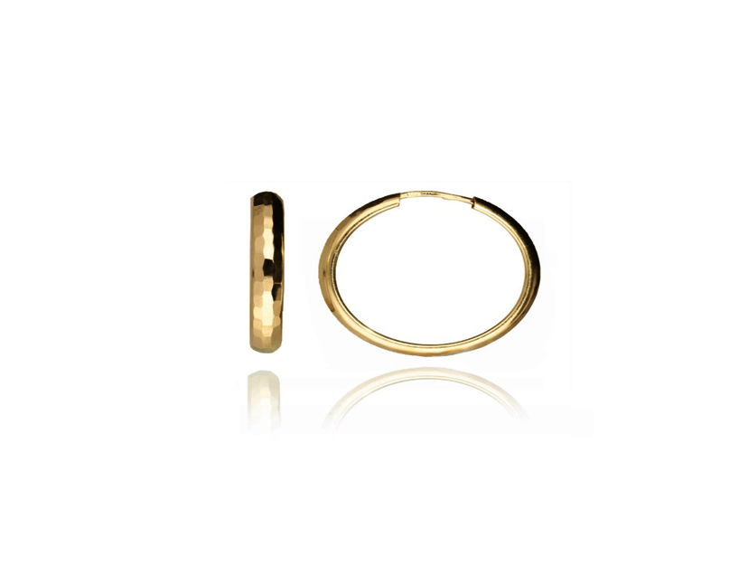 Žluté zlato náušnice kruhy se vzorem 16x3mm